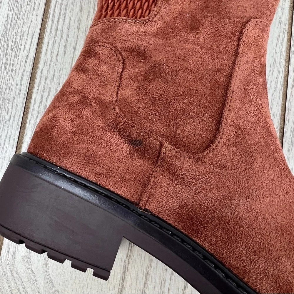 Kenneth Cole Reaction Women's Lionel Tall Boots 5M Caramel Cafe Micro $129